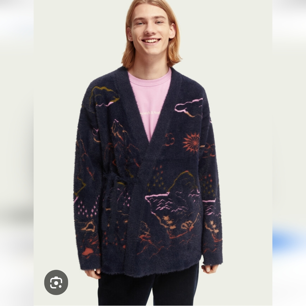 cotch & Soda Men's Jacquard Kimono Cardigan Sweater - Picture 3 of 14